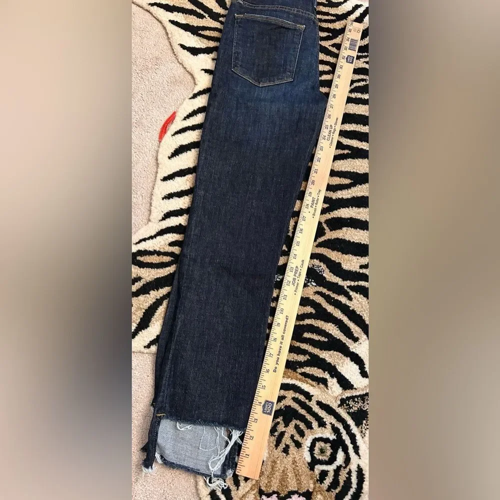FRAME Denim 9 Le High Straight Reverse Step Hem Jeans 26 Raw Edge Ankle Crop - Picture 11 of 14